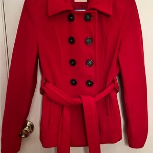 Old Navy Women's Vibrant Red Pea Coat